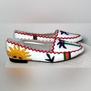 Vintage Carysma Flats Leather Size‎ 8 M Women’s Sun Palm Stitched Slip On